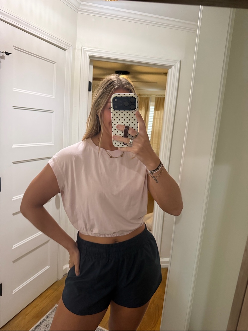 lululemon athletica Light Pink Cropped Relaxed Sleeve Top